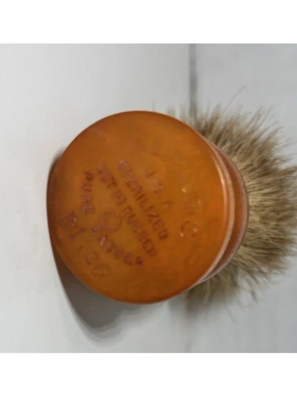 Vintage Butterscotch Bakelite Shaving Brush KLENZO U.S.A. Pure Badger B1130